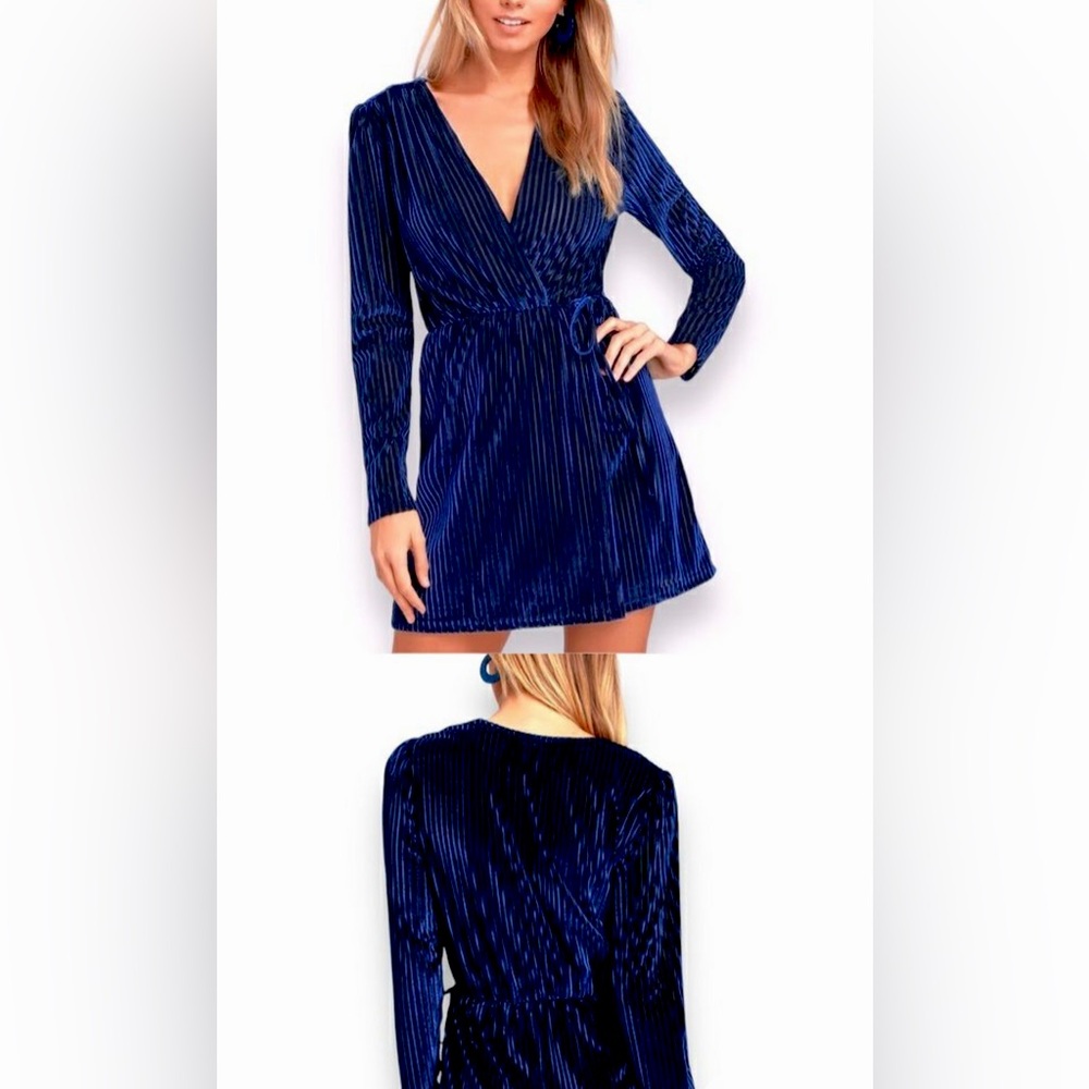 Lulu’s | Royal Blue Velvet Long-Sleeve Dress